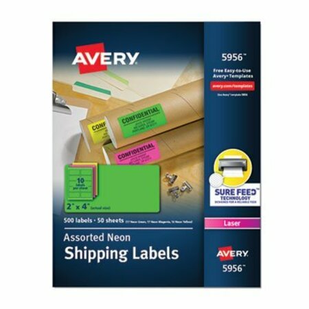 AVERY DENNISON LABEL, SH, 2X4,500, NEON, AST 5956